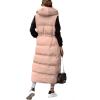 imageFlygo Womens Long Puffer Maxi Length Vest Quilted Padded Vests Sleeveless Hooded Insulated Down Jackets OuterwearPink
