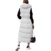 imageFlygo Womens Long Puffer Maxi Length Vest Quilted Padded Vests Sleeveless Hooded Insulated Down Jackets OuterwearWhite