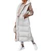 imageFlygo Womens Long Puffer Maxi Length Vest Quilted Padded Vests Sleeveless Hooded Insulated Down Jackets OuterwearWhite