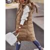 imageFlygo Womens Mid Long Hooded Down Vest Lightweight Quilted Puffer Jacket OutwearKhaki