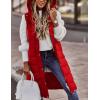 imageFlygo Womens Mid Long Hooded Down Vest Lightweight Quilted Puffer Jacket OutwearRed