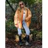imageFlygo Womens Oversized Puffer Jacket Colorblock Patchwork Button Down Collarless Lightweight Winter Warm CoatOrange