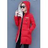 imageFlygo Womens Puffer Parka Jacket Thickened Hooded Long Quilted Insulated Warm CoatRed
