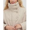 imageFlygo Womens Quilted Puffer Jacket Stand Collar Full Zip MidLength Parka Jackets Warm Winter Coats with BeltBeige