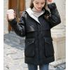 imageFlygo Womens Quilted Winter Coats Hooded Mid Length Puffer Parka JacketBlack