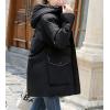 imageFlygo Womens Quilted Winter Coats Hooded Mid Length Puffer Parka JacketBlack