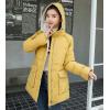 imageFlygo Womens Quilted Winter Coats Hooded Mid Length Puffer Parka JacketYellow