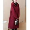 imageFlygo Womens Thicken Hooded Puffer Jacket Loose Fit Mid Length Parka Coat CardiganWine Red