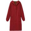 imageFlygo Womens Thicken Hooded Puffer Jacket Loose Fit Mid Length Parka Coat CardiganWine Red