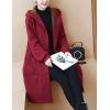 imageFlygo Womens Thicken Hooded Puffer Jacket Loose Fit Mid Length Parka Coat CardiganWine Red