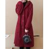 imageFlygo Womens Thicken Hooded Puffer Jacket Loose Fit Mid Length Parka Coat CardiganWine Red