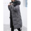 imageFlygo Womens Thickened Removable Fur Hooded Long Down Jacket Parka Puffer Coat 3XLGrey