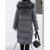 imageFlygo Womens Thickened Removable Fur Hooded Long Down Jacket Parka Puffer Coat 3XLGrey