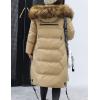imageFlygo Womens Thickened Removable Fur Hooded Long Down Jacket Parka Puffer Coat 3XLKhaki