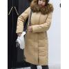 imageFlygo Womens Thickened Removable Fur Hooded Long Down Jacket Parka Puffer Coat 3XLKhaki