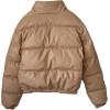 imageFlygo Womens Winter Baggy Puffer Jacket Full Zip Cropped Quilted Bubble CoatKhaki