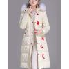 imageFlygo Womens Winter Casual Quilted Maxi Puffer Down Coats FullZip Long Jacket with HoodCreamywhite