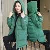 imageFlygo Womens Winter Casual Thicken Warm Puffer Hooded MidLong Cotton Down Coat Full Zip Outerwear JacketsGreen