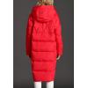 imageFlygo Womens Winter Coats Hooded Loose MidLong Quilted Puffer Down JacketRed
