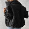 imageFlygo Womens Winter Crop Down Jacket Zipper Quilted Puffer Short Coat Bubble Warm Padded OuterwearBlack