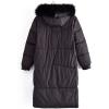 imageFlygo Womens Winter Long Down Coat Padded Hooded Puffer Jacket with Fur CollarBlack