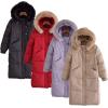 imageFlygo Womens Winter Long Down Coat Padded Hooded Puffer Jacket with Fur CollarKhaki