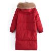 imageFlygo Womens Winter Long Down Coat Padded Hooded Puffer Jacket with Fur CollarRed