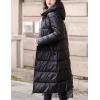 imageFlygo Womens Winter Long Down Coats Hooded Quilted Parka Puffer JacketBlack