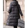 imageFlygo Womens Winter Long Down Coats Hooded Quilted Parka Puffer JacketBlack