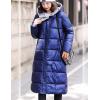 imageFlygo Womens Winter Long Down Coats Hooded Quilted Parka Puffer JacketBlue