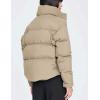 imageFlygo Womens Winter Long Sleeve Zip Up Puffer Jacket Baggy Crop Quilted Down CoatKhaki
