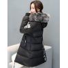 imageFlygo Womens Winter Mid Puffy Down Jacket Parka Coats with Fur Hooded Windproof Puffer CoatBlack