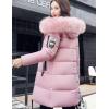 imageFlygo Womens Winter Mid Puffy Down Jacket Parka Coats with Fur Hooded Windproof Puffer CoatPink
