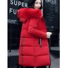 imageFlygo Womens Winter Mid Puffy Down Jacket Parka Coats with Fur Hooded Windproof Puffer CoatRed