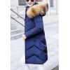 imageFlygo Womens Winter Quilted Coat Faux Fur Hooded Down Chevron Puffer JacketBlue
