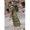 imageFlygo Womens Winter Warm Faux Fur Hooded Collar Down Coat Qulited Puffer JacketArmy Green2