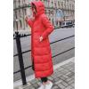 imageFlygo Womens Winter Warm Faux Fur Hooded Collar Down Coat Qulited Puffer JacketRed2
