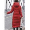 imageFlygo Womens Winter Warm Faux Fur Hooded Collar Down Coat Qulited Puffer JacketRed2