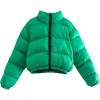 imageFlygo Womens Cropped Puffer Jacket Baggy Full Zip Quilted Padded Winter CoatGreen