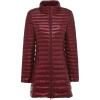 imageFlygo Womens Lightweight Stand Collar Mid Long Down Coat Puffer JacketWine Red