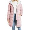 imageFlygo Womens Long Hooded Puffer Jacket Sherpa Fleece Lined Winter Warm CoatPink