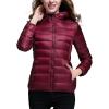 imageFlygo Womens Packable Lightweight Hooded Down Quilted Puffer Jacket Short CoatWine Red