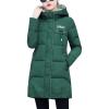 imageFlygo Womens Puffer Parka Jacket Thickened Hooded Long Quilted Insulated Warm CoatGreen