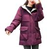 imageFlygo Womens Quilted Winter Coats Hooded Mid Length Puffer Parka JacketPurple
