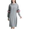 imageFlygo Womens Solid Loose Long Sleeve Pullover Hoodie Sweatshirt Dress Sleep WearGrey