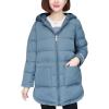 imageFlygo Womens Winter Casual Thicken Warm Puffer Hooded MidLong Cotton Down Coat Full Zip Outerwear JacketsBlue