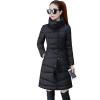 imageFlygo Womens Winter Classic Puffer Down Coats FullZip Button MidLong Outwear JacketsBlack