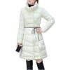 imageFlygo Womens Winter Classic Puffer Down Coats FullZip Button MidLong Outwear JacketsCreamywhite