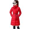 imageFlygo Womens Winter Classic Puffer Down Coats FullZip Button MidLong Outwear JacketsRed