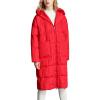 imageFlygo Womens Winter Coats Hooded Loose MidLong Quilted Puffer Down JacketRed